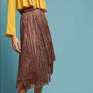 Anthropologie Maeve Metallic Skirted Pants